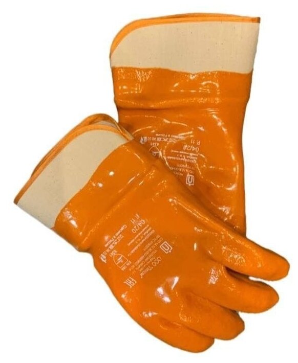 Нитриловые рабочие перчатки с обливом маслобензостойкие зима - фотография № 3