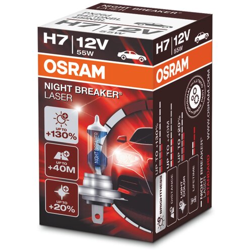 Лампа автомобильная галогенная OSRAM NIGHT BREAKER LASER H7 64210NBL 12V 55W 1 шт.