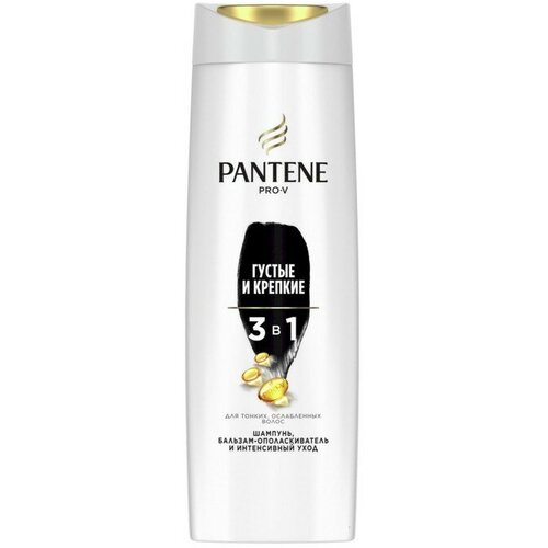 Шампунь для волос Pantene 3 в 1 «Густые и крепкие», для тонких и ослабленных волос, 360 мл