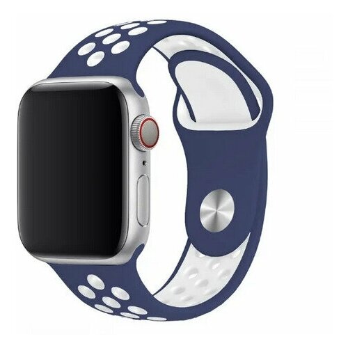 ОЕМ, Спортивный ремешок для Apple Watch 42/44мм, арт.011840, cиний/белый