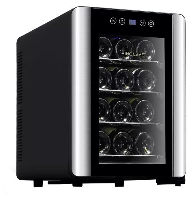 Винный шкаф с постоянной температурой и воздушным охлаждением Vinocave Mini Thermostat Black 12 bottles (SC-12A2)