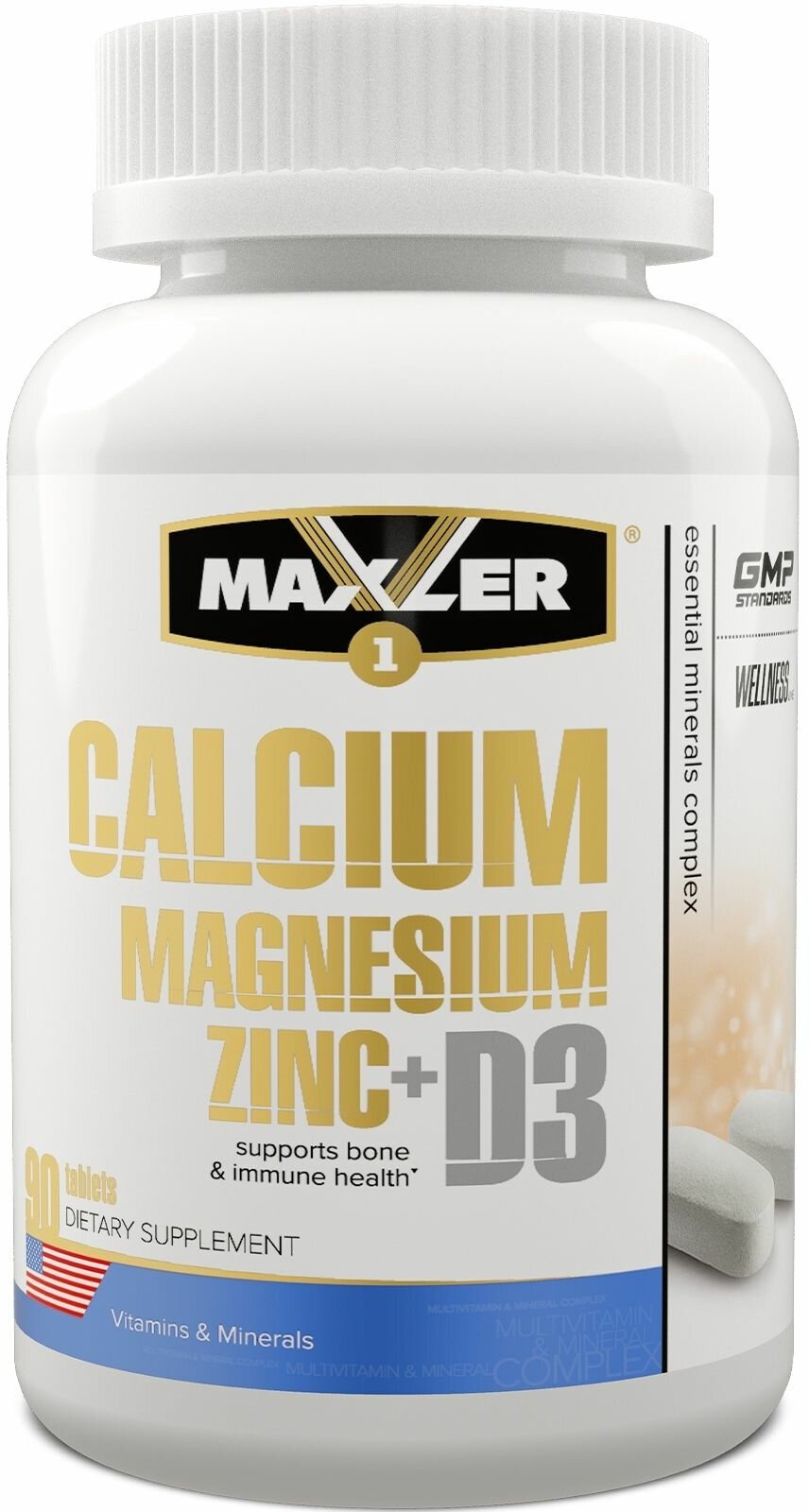 Maxler Calcium Magnesium Zinc + D3 таб., 145 г, 90 шт.