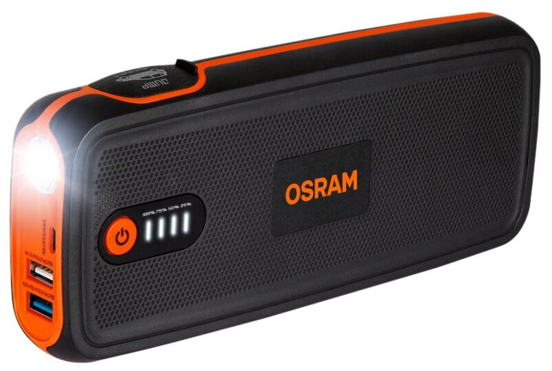 Пусковое устройство для автомобиля Osram BATTERYstart 400, с фонарем, с чехлом OBSL400