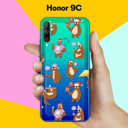 Силиконовый чехол Узор из ленивцев на Honor 9C силиконовый чехол узор из пингвинов на honor 9c