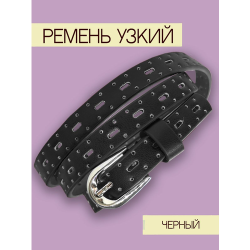 фото Ремень экокожа, металл, для женщин, размер 110, длина 110 см., черный awengo belts