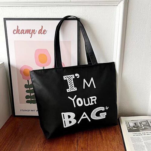 фото Сумка шоппер , фактура гладкая, черный handemade