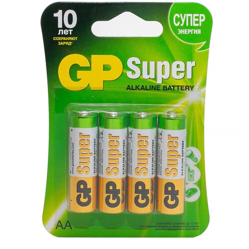 Батарейка GP Super Alkaline AA, в упаковке: 4 шт.