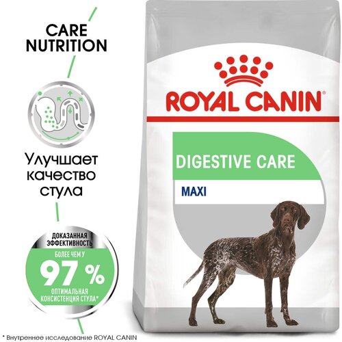 Корм сухой полнорационный Maxi Digestive Care (Макси Дайджестив Кэа) 12 кг для взрослых и стареющих собак крупных размеров (весом от 26 до 44 кг) royal canin maxi digestive care для взрослых собак крупных пород для поддержания здоровья пищеварительной системы 3 кг х 4 шт