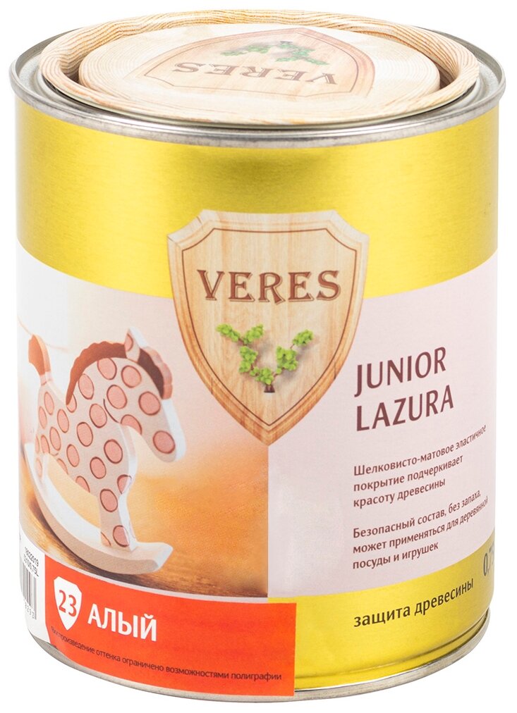 Водозащитная пропитка VERES Junior Lazura, 0.75 л, №23 Алый