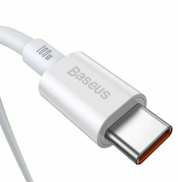 Кабель Baseus CATYS-C02 Superior Series Fast Charging Data Cable Type-C to Type-C (PD 100W) силиконовый 2m White — фото 1