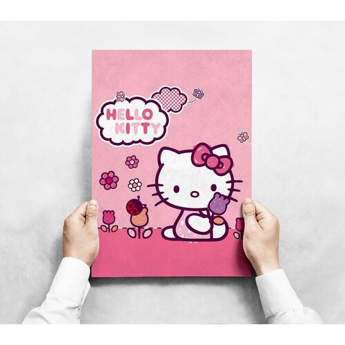 Плакат "Hello Kitty" формата А1 (60х80 см) c черной рамкой