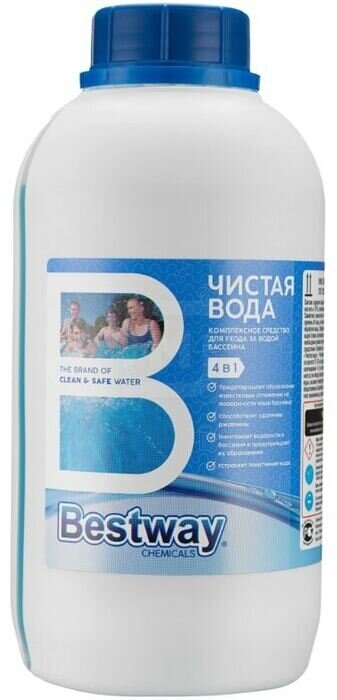 Универсальное жидкое средство дезинфектор 4 в 1 для бассейна "Чистая вода" Bestwаy Chemicals