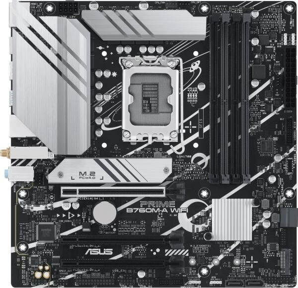 Материнская плата ASUS PRIME B760M-A WIFI Socket 1700 B760 4xDDR5 3xPCI-E 16x 4xSATA III mATX Retail 90MB1EL0-M0EAY0