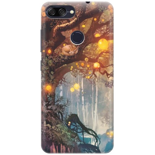 фото Cиликоновый чехол на asus zenfone max plus (m1) zb570tl / асус зенфон макс м1 плюс с принтом "лиса на древе" gosso