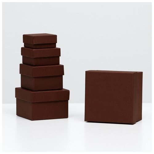 фото Набор коробок 5 в 1 "коричневая штукатурка", 12 х 12 х 9 - 6 х 6 х 3 см 5220552 сима-ленд