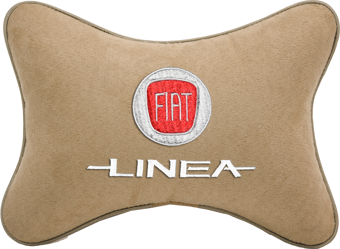 Подушка на подголовник алькантара Beige с логотипом автомобиля FIAT Linea
