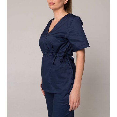 Женский медицинский костюм синий хирургичка с завязками XL-50