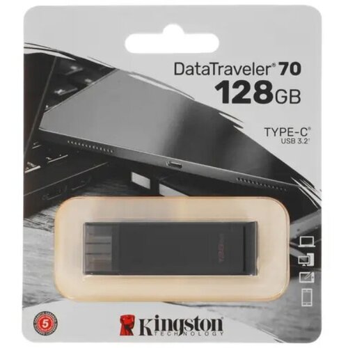 Память Flash USB 128 Gb Kingston DataTraveler 70, Черная (DT70/128GB)Type-C