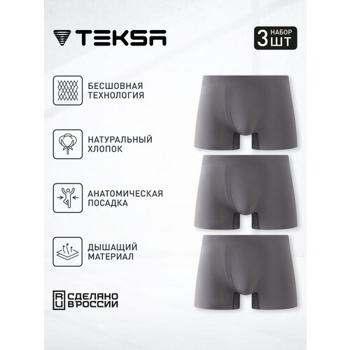 Трусы Teksa, 3 шт., размер XL, серый