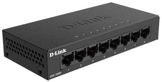 D-Link DGS-1008D/K2A Неуправляемый коммутатор с 8 портами 10/100/1000 Base-T и функцией энергосбережения