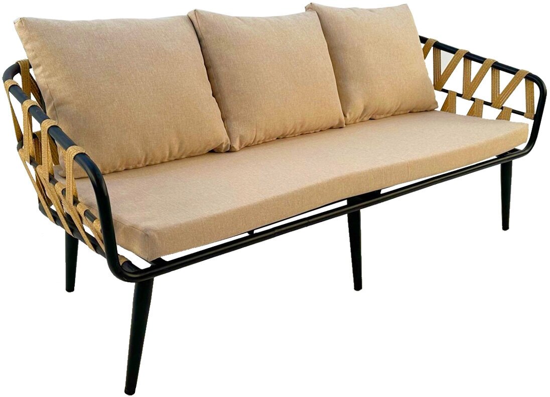 Комплект плетеной мебели из искусственного ротанга ALFART LIMA (диван 3-местный, 2 кресла, стол журнальный) грано - фотография № 4