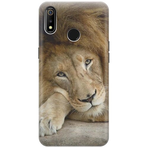 фото Cиликоновый чехол на realme 3 / рилми 3 с принтом "спокойный лев" gosso