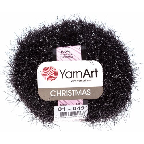 Пряжа Yarnart Christmas черный (01), 100%полиамид, 142м, 50г, 3шт