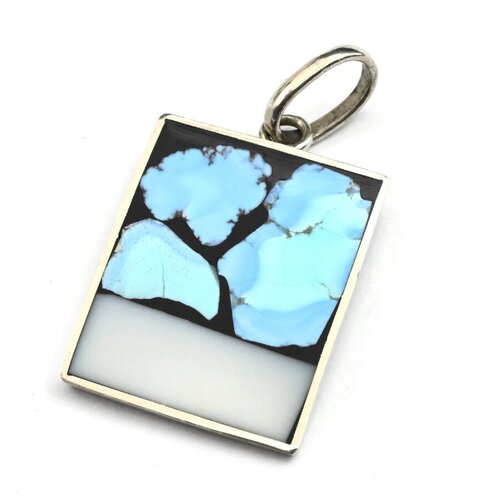 фото Подвеска, мультиколор кулон "мозаика" с бирюзой и кахолонгом 21*26мм.