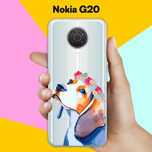 Силиконовый чехол на Nokia G20 Бигль с цветами / для Нокия Джи20 силиконовый чехол на nokia c10 нокия с10 белая кошка с цветами