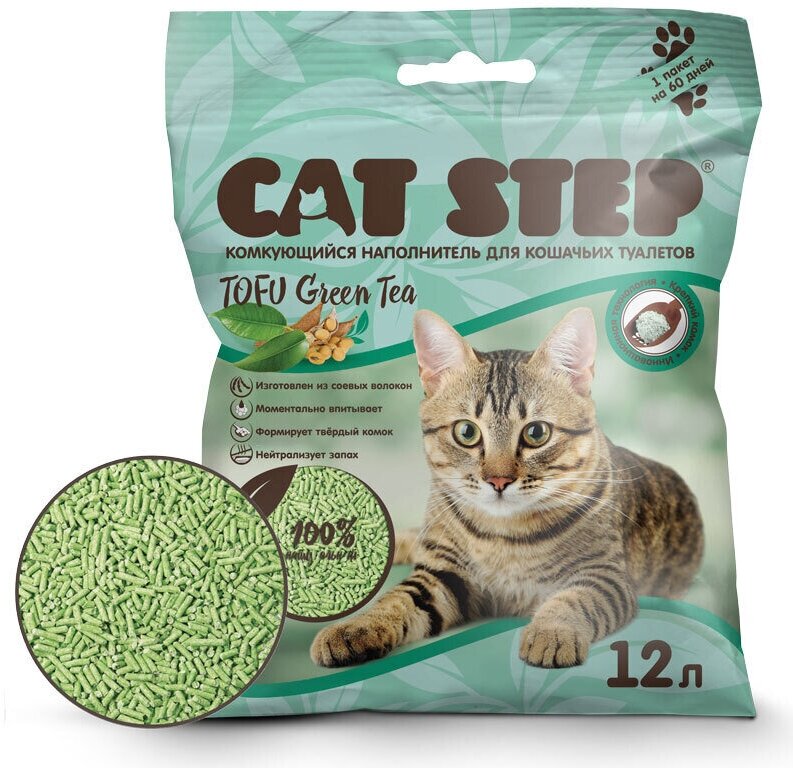 Наполнитель для туалета Cat Step Tofu Green Tea 12л