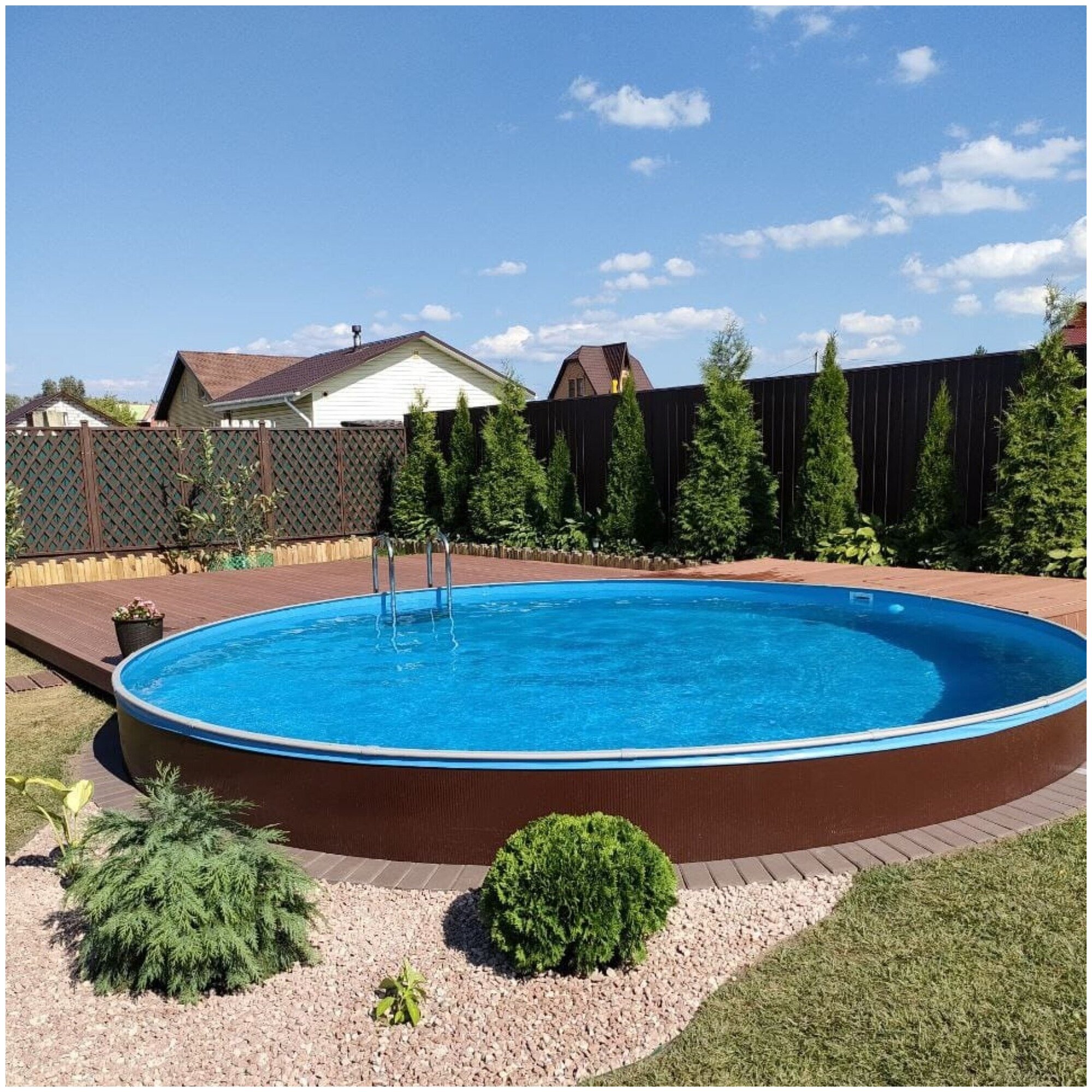 Каркасный морозоустойчивый бассейн 2,44 х 1,25 м (круглый), цвет тёмный шоколад - фотография № 2