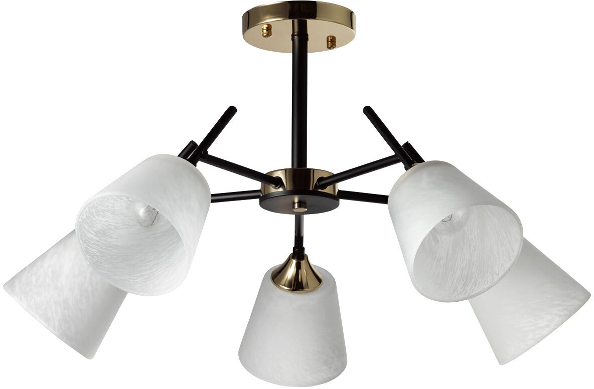 Люстра потолочная светильник De City Альфа 324014905 5*60W E27 2700К цвет: черный золотой белый