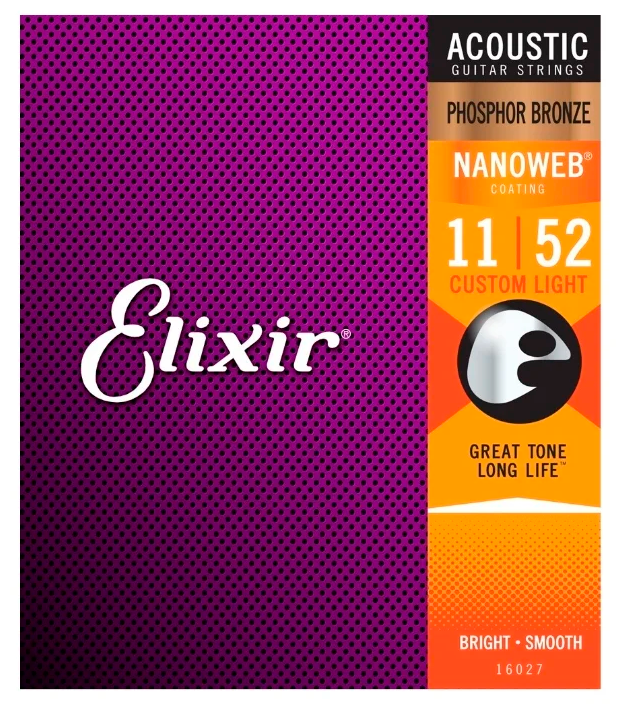 Elixir 11-52 Nanoweb Custom Light Phosphor Bronze 16027