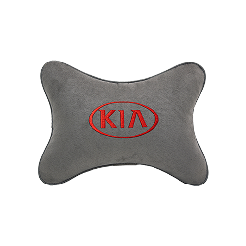 фото Подушка на подголовник алькантара l.grey (красная) kia vital technologies