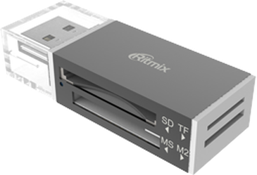 Устройство чтения USB 2.0 RITMIX CR-2042 черный (SD, MicroSD, Memory Stick и Memory Stick Duo)