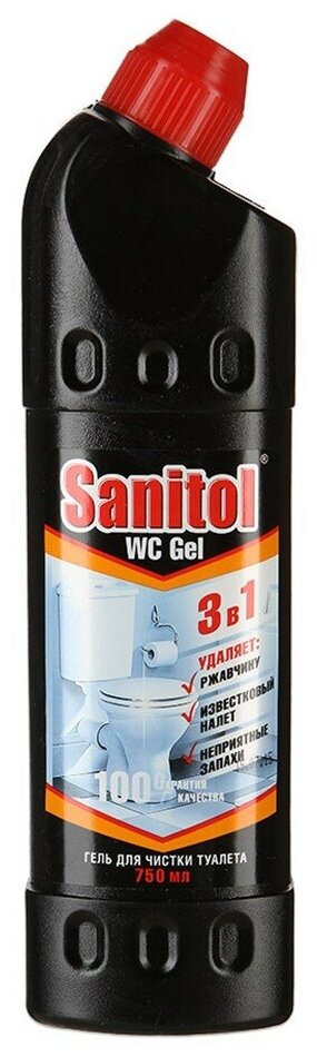 Гель для чистки туалета, Sanitol, 3 в 1, 750 мл - фотография № 1
