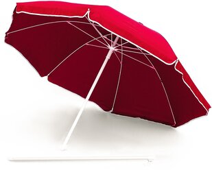 Зонт пляжный круглый складной с металлической ручкой, с клапаном, 220 см, красный