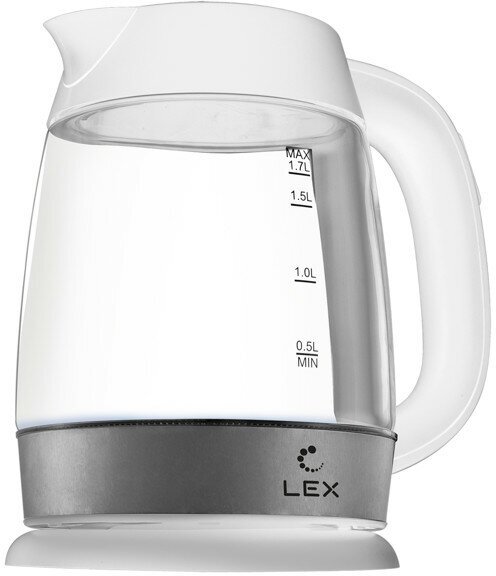 Чайник lex lx30011-2 2200вт 1,7л стекло белый