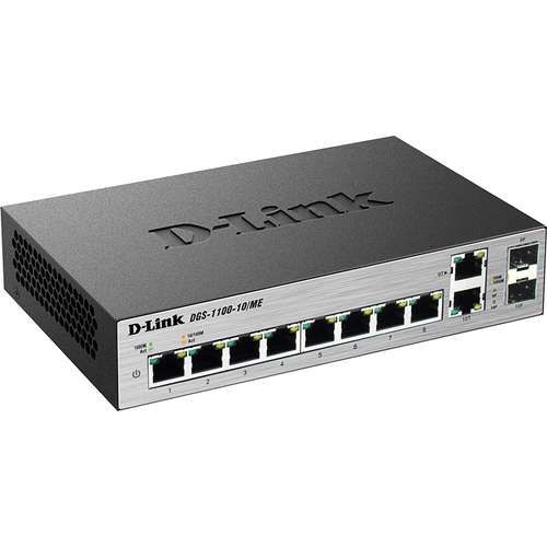 D-Link Managed L2 Metro Ethernet Switch 8х1000Base-T, 2хCombo 1000Base-T/SFP, Surge 6KV, CLI