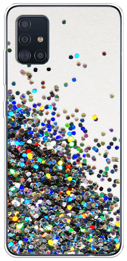 Силиконовый чехол "Россыпь пайеток рисунок" на Samsung Galaxy A51 / Самсунг Гэлакси А51