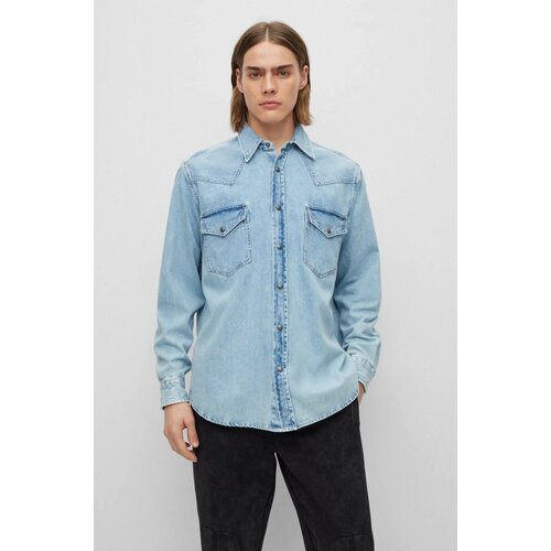 фото Рубашка boss, размер l, голубой