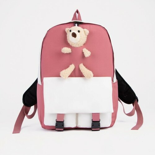 Рюкзак молодёжный на молнии из текстиля 2 кармана цвет малиновый 1шт 1131₽