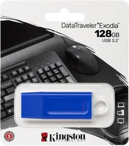 USB флешка Kingston 128Gb DataTraveler Exodia USB 3.2 Gen 1 blue