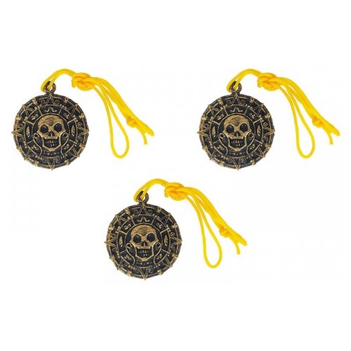 Пиратский медальон на шнурке Пираты карибского моря подвеска кулон, пластик (Набор 3 шт.)