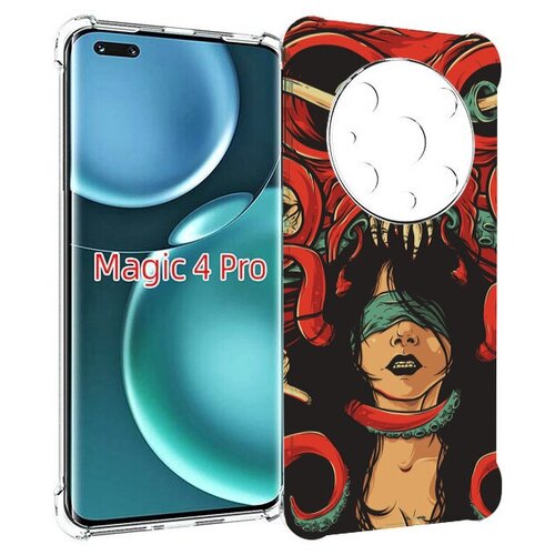 Чехол MyPads девушку-съедает-осьминог для Honor Magic4 Pro / Magic4 Ultimate задняя-панель-накладка-бампер