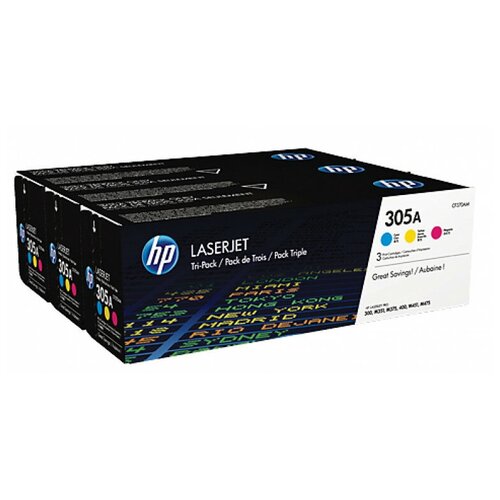 Тонер Картридж HP 305A CF370AM голубой/желтый/пурпурный x3уп. для HP CLJ M451