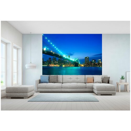 Фотообои URBAN Design Нью Йорк Бруклинский мост на закате, 300 x 270 см