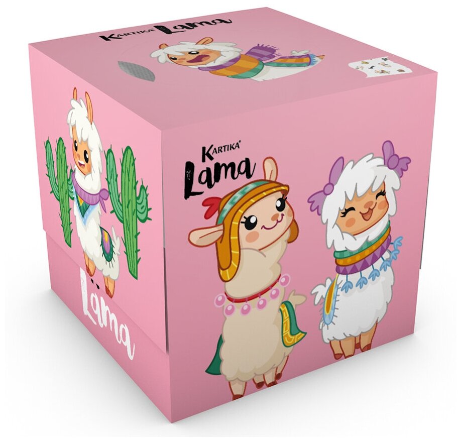 World Cart Салфетки бумажные выдергушки "Лама" с рисунком 3-х слойные, 56 шт, LAM-FC-01/розовый