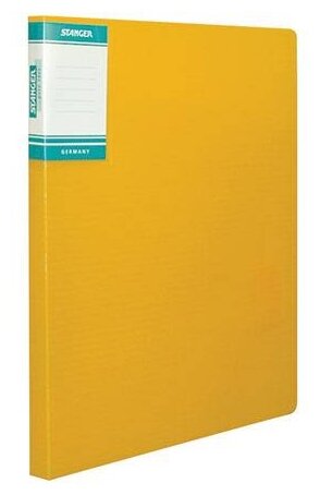 Папка-скоросшиватель STANGER HOR LINES, желтая, пластик 700 мкм, карман для маркировки и внутренний