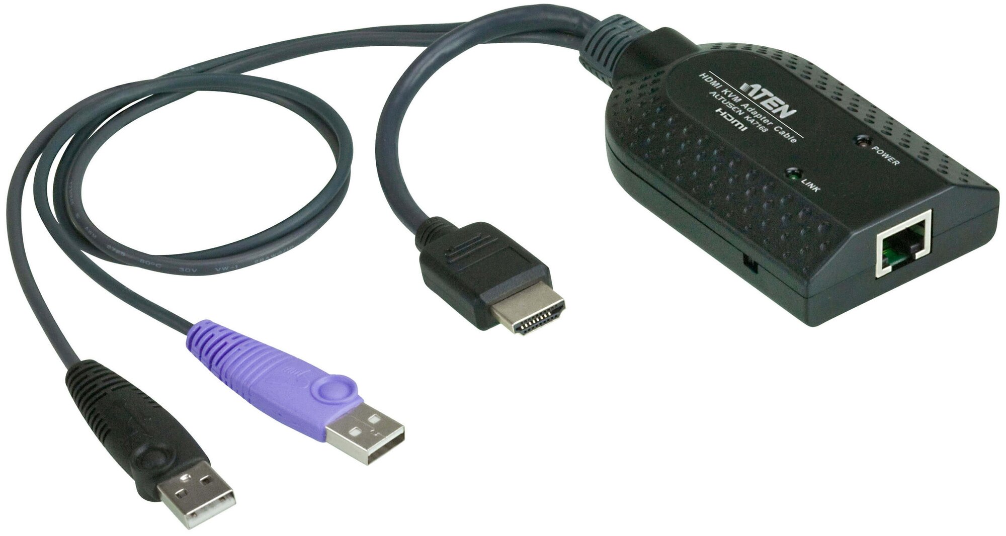 ATEN KA7168 Модуль удлинителя, HDMI+KBD+MOUSE USB, 50 метр, для подкл. комплекта перключат. KN2124v/2140v/4124v/4140v/2116A/2132/4116/4132; KM0532/0932/0032, макс. разреш. 1920х1200, RJ45+HD-DP+USB A-тип, Female+2xMale, без Б. П, (DDC2B)